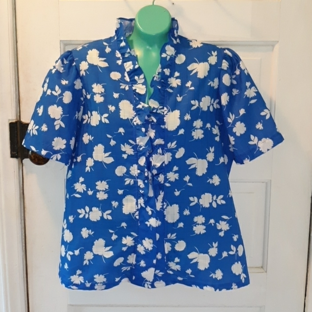 Jonquil 14 ruffle front blouse